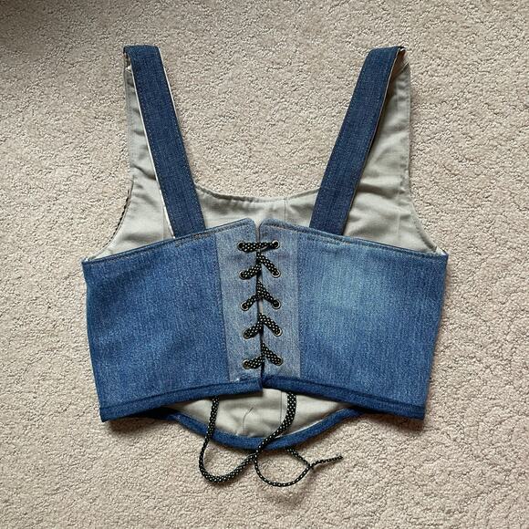 Handmade corset jeans upcycling top artisanal y2k - Picture 2 of 4